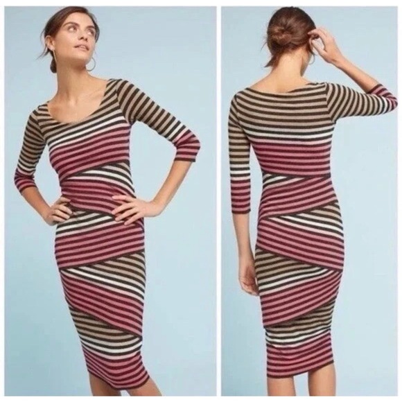 Bailey 44 Dresses & Skirts - Anthropologie Bailey 44 Striped Column Dress S‎ Bandage Lagenlook Knit Bodycon